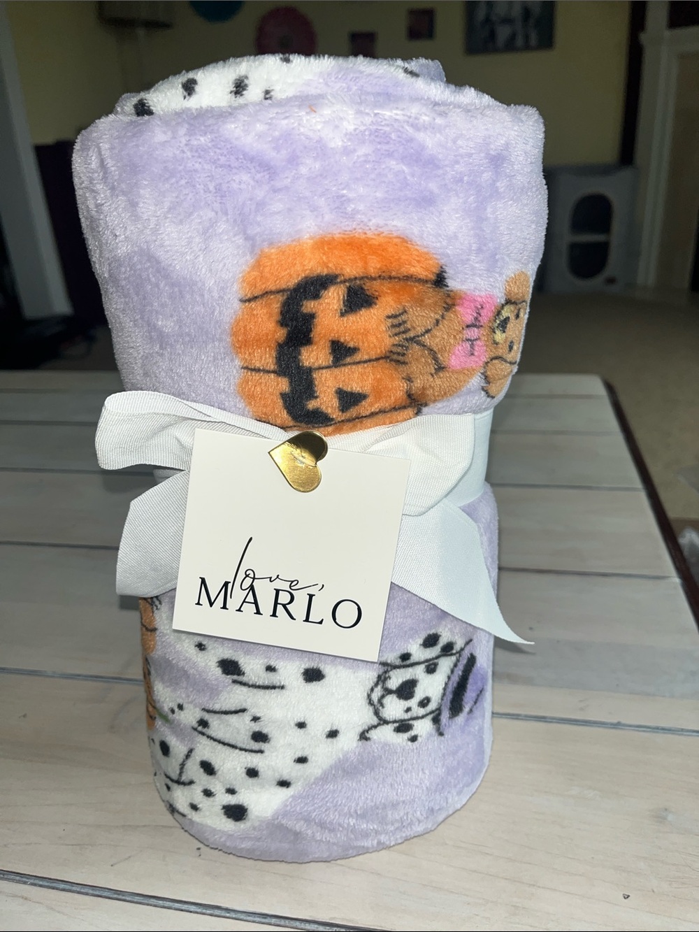 Lavender Halloween Dogs Plush Throw by Love, Marlo